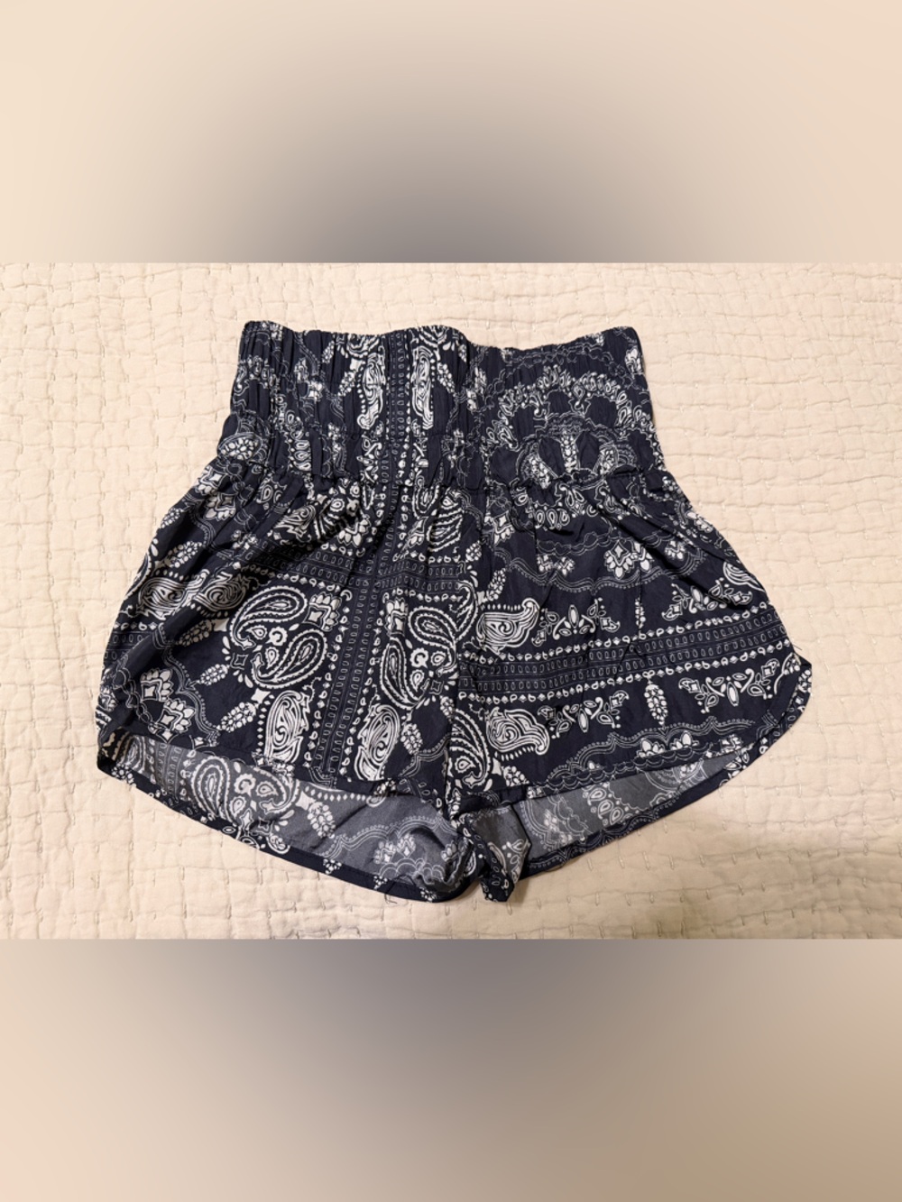 Free People Movement Black Paisley High Waist Shorts, Size XS